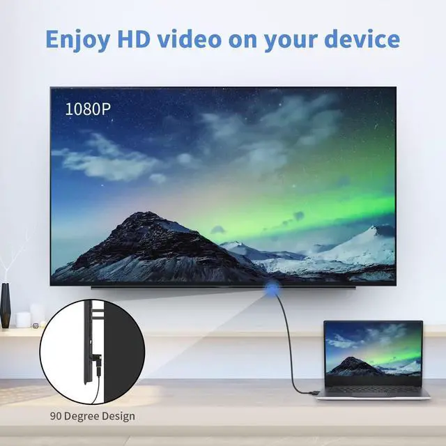 Alt view image 5 of 7 - HDMI to DVI Adapter 90 Degree Up Down Angled DVI Male to HDMI Female Adapter for Computer & HDTV & Graphics Card 2pack