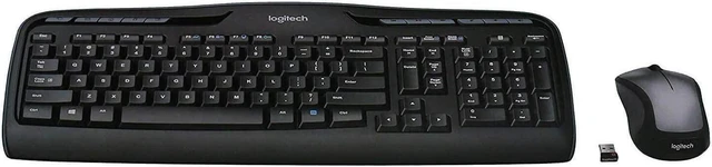 Main image of MK335 Full Size Quiet Wireless Keyboard Mouse Combo - Black/Silver