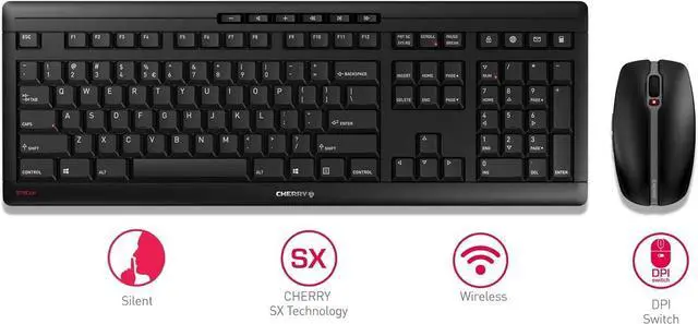 Alt view image 5 of 5 - CHERRY Stream Desktop - Wireless Keyboard and Mouse Combo - US Layout - QWERTY Keyboard - Black