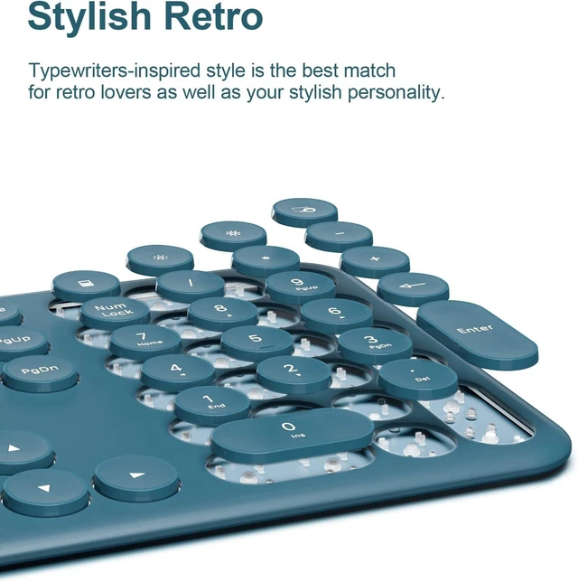 Alt view image 4 of 7 - Wireless Keyboard and Mouse Combo, Ultra-Thin 2.4GHz USB Cordless Plug and Play Full Size Silent Retro Slim Cute Blue Keyboard Mouse Set for Home Office Compatible with Windows/Mac(Blue)
