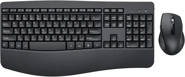 Main image of Wireless Keyboard and Mouse - Ergonomic Keyboard and Mouse Combo Full Size Keyboard Cordless with Palm Wrist Rest Ergonomic Mouse Wireless for Windows Computers Laptops - Black