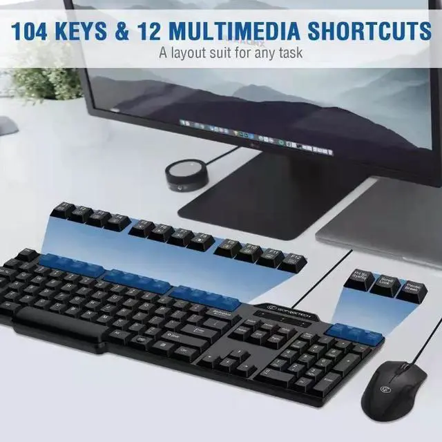 Alt view image 3 of 7 - Wired Keyboard and Mouse Combo, Gofreetech Full-Size Keyboard and Mouse Combo with Optical 3 Button Mouse, USB Plug-and-Play, Compatible with Desktop, Laptop, Notebook, PC Windows