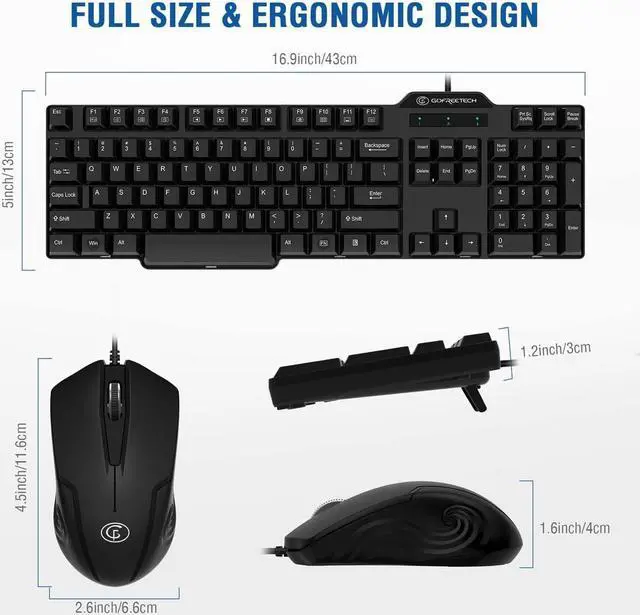 Alt view image 4 of 7 - Wired Keyboard and Mouse Combo, Gofreetech Full-Size Keyboard and Mouse Combo with Optical 3 Button Mouse, USB Plug-and-Play, Compatible with Desktop, Laptop, Notebook, PC Windows