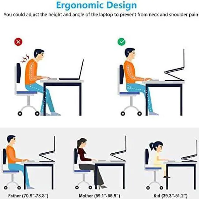Alt view image 4 of 6 - Laptop Stand,Suturun Ergonomic Detachable Computer Stand for Laptop Riser for Desk,Portable Aluminum Laptop Stand Riser Holder Notebook Stand Compatible with 10 to 15.6 Inches Notebook Computer