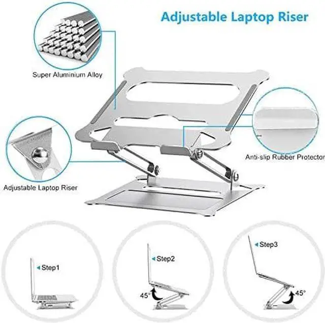 Alt view image 3 of 6 - Laptop Stand,Suturun Ergonomic Detachable Computer Stand for Laptop Riser for Desk,Portable Aluminum Laptop Stand Riser Holder Notebook Stand Compatible with 10 to 15.6 Inches Notebook Computer