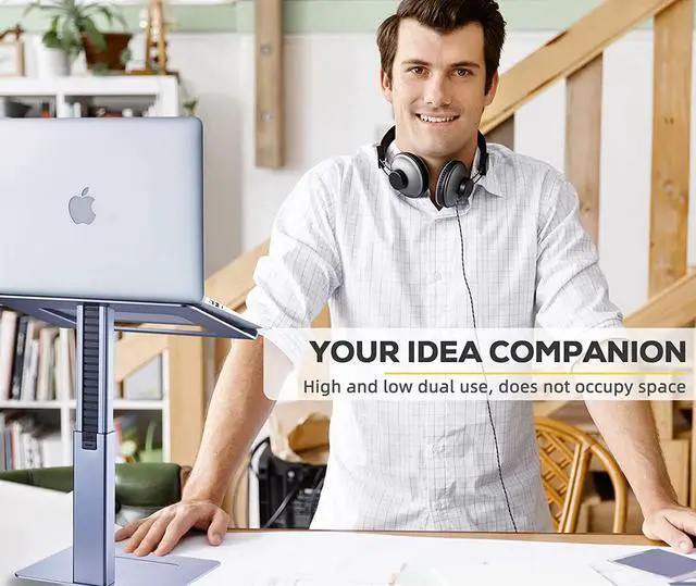 Alt view image 2 of 7 - Adjustable Laptop Stand Tall Strong Airflow Suitable for 13.3-17.3 Inch Laptops Lift Screen to Eye Level for Video Conferences