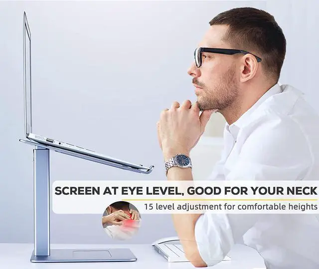 Alt view image 3 of 7 - Adjustable Laptop Stand Tall Strong Airflow Suitable for 13.3-17.3 Inch Laptops Lift Screen to Eye Level for Video Conferences