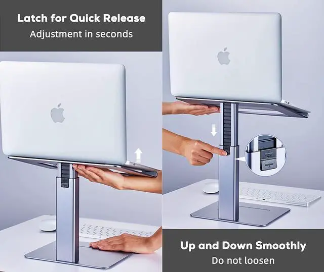 Alt view image 5 of 7 - Adjustable Laptop Stand Tall Strong Airflow Suitable for 13.3-17.3 Inch Laptops Lift Screen to Eye Level for Video Conferences