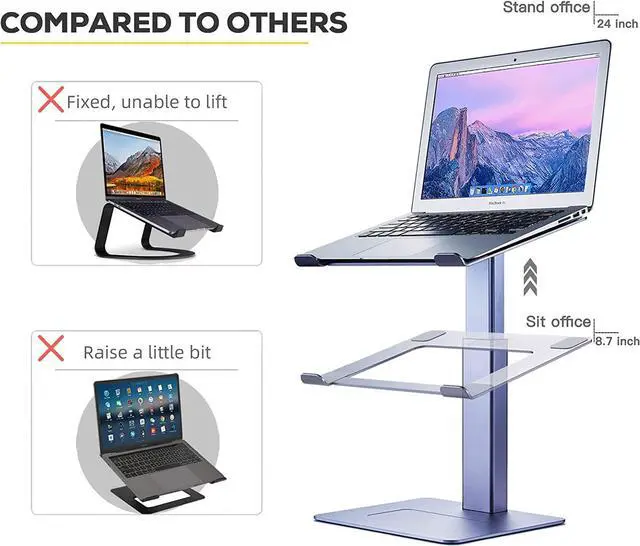 Alt view image 6 of 7 - Adjustable Laptop Stand Tall Strong Airflow Suitable for 13.3-17.3 Inch Laptops Lift Screen to Eye Level for Video Conferences