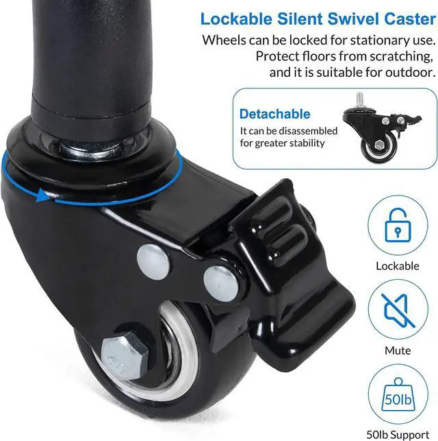 Alt view image 4 of 7 - Laptop Tripod on Wheels with 2 Shelves, Portable Projector Floor Stand Adjustable Height 25.9 to 51.8 Inch with Phone Holder