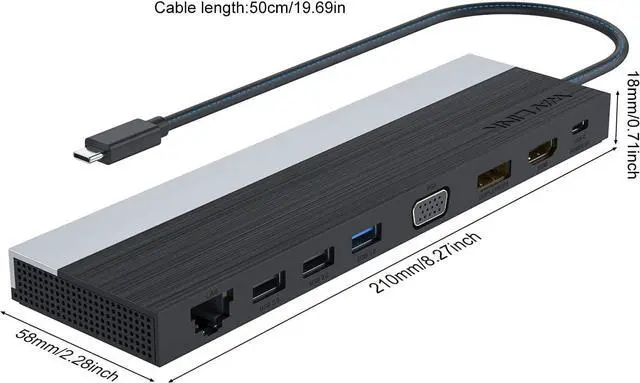 Alt view image 7 of 7 - Docking Station Dual Monitor, WAVLINK 14-in-1 Aluminum USB-C/A Laptop Dock with 2x5K HDMI,2x5K DP,1000Mbps Ethernet,6 USB 3.0,Audio&Mic,for Mac M1/M2/,Dell,h P,Surface Pro
