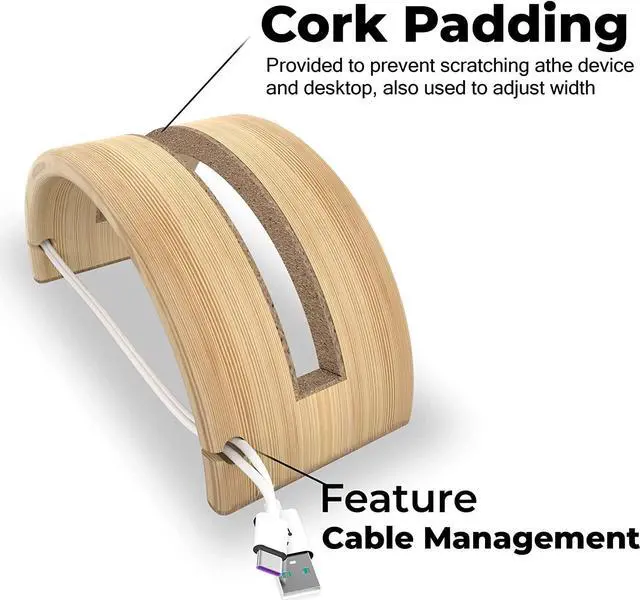 Alt view image 6 of 6 - Kothar Wood Vertical Laptop Stand for Desk, Natural Bamboo, Space-Saving Desktop Dock for Apple MacBook, Microsoft Surface, iPad, Tablets and More