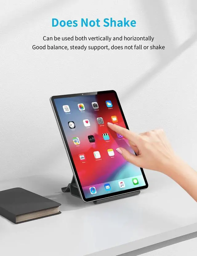 Alt view image 6 of 7 - MOMAX Vertical Laptop Stand Holder, Gravity Auto Locking Holder Storage Dock, Space Saving for Desk Organizer, Fits All MacBook, iPad, Surface, Dell, Chromebook, Gaming Laptops (Up to 17.3 inches)