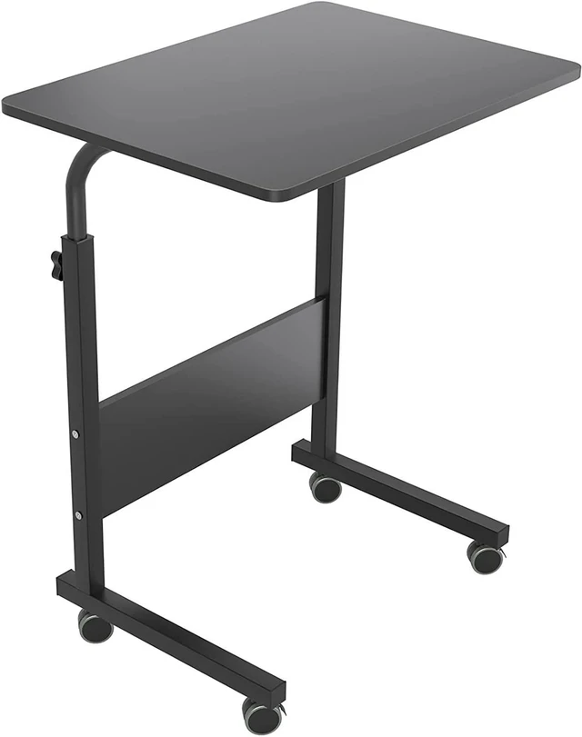 Main image of DlandHome Mobile Side Table 23.6 inches on Wheels Adjustable Movable Portable Laptop Computer Stand for Bed Sofa, Black 05#1-60BK