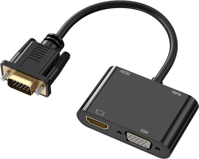 VGA to HDMI VGA Adapter Dual Display 1080P VGA to HDMI VGA Splitter  Converter with Charging Cable and 3.5mm Audio Cable for Computer Desktop  Laptop PC Monitor Projector and More 