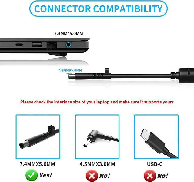 Alt view image 3 of 7 - VHBW Replacement for HP 120W Power Adapter Compatible with HP Envy DV4 5300 DV6 7300 DV7 7000 7300 EliteBook 8460W 8560W Thunderbolt Dock 120W G2 HSTNN-DA25 ADP-120MH AC Adapter