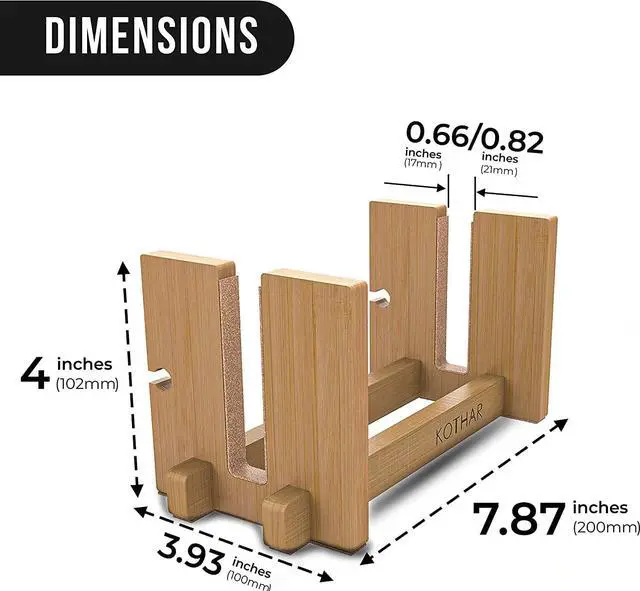 Alt view image 2 of 7 - Kothar Wooden Vertical Laptop Stand for Desk, Vertical Laptop Holder, Bamboo, Desktop Dock for Apple MacBook, Microsoft Surface, iPad, Tablets and More