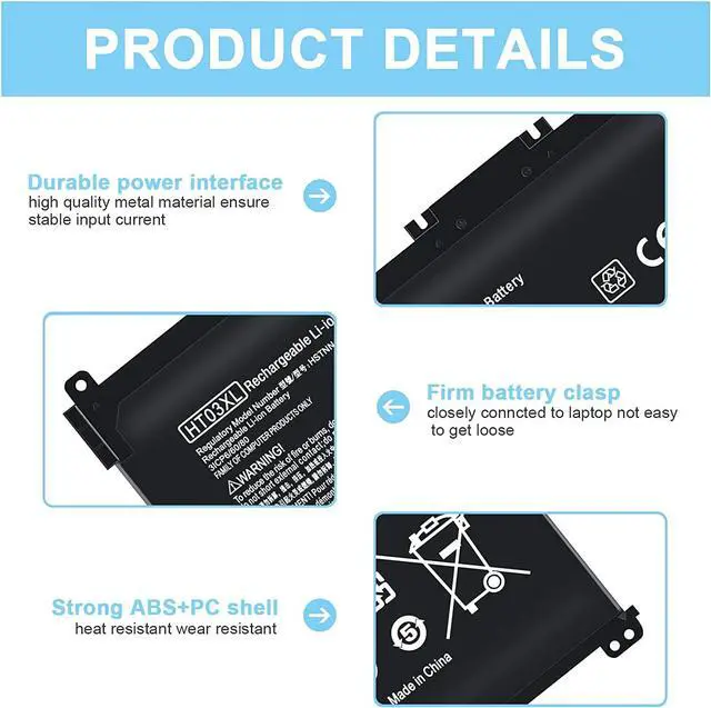 Alt view image 3 of 7 - HTO3XL Laptop Replacement L11119-855 HT03XL Battery for HP Pavilion 14 15 17 15-CS 15-DA 15-DB Series 15-DA0012DX 14-CE0068ST 15-CS3073CL 15-CS3153CL 15-CS2064ST 15-DA0014DX Fits HT03041XL HSTNN-LB8M