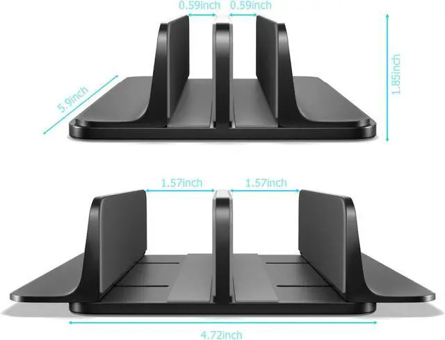 Alt view image 7 of 7 - Kuzy Vertical Laptop Stand for Desk, MacBook Vertical Stand Aluminum, Laptop Holder Vertical, Laptop Vertical Stand Dual Slots, Vertical Laptop Holder Adjustable Dock for Gaming Laptops, Black