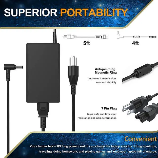 Alt view image 5 of 6 - Replacement for 180W Zephyrus Charger AC Adapter for  Rog Zephyrus ADP-180TB H G14 G15 GA401I GA502 GA502D GA502DU GA502IU GA401 GA401II GA401IV TUF505DT Laptop Power Supply Cord
