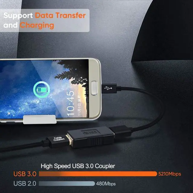 Alt view image 2 of 7 - USB 3.0 Female to Female USB Adapter [2 Pack] USB Coupler USB 3.0 A Female to Female Extension Adapter USB to USB Adapter Black