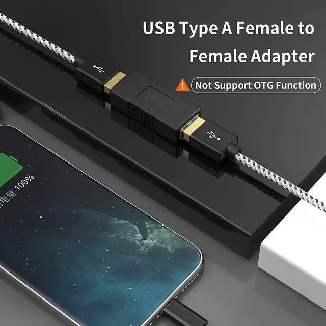 Alt view image 3 of 7 - USB 3.0 Female to Female USB Adapter [2 Pack] USB Coupler USB 3.0 A Female to Female Extension Adapter USB to USB Adapter Black