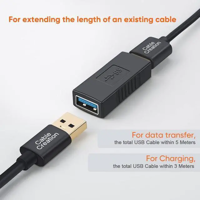Alt view image 5 of 7 - USB 3.0 Female to Female USB Adapter [2 Pack] USB Coupler USB 3.0 A Female to Female Extension Adapter USB to USB Adapter Black