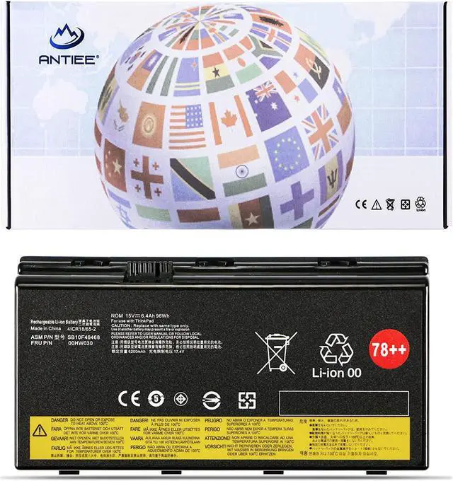 Alt view image 2 of 7 - ANTIEE 78++ 78+ 00HW030 SB10F46468 Laptop Battery Replacement for Lenovo ThinkPad P70 20ER 20ES, ThinkPad P71 20HK Series Notebook 01AV451 4X50K14092 5B10W13950 15V 96Wh 6400mAh 8-Cell
