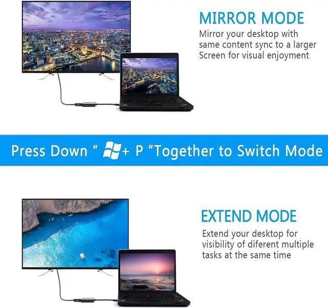 Alt view image 3 of 7 - USB to HDMI Adapter USB 3.0/2.0 to HDMI 1080P/60Hz Multi-Display Graphics Converter Cable with Video Audio for Laptop PC Monitor Projector HDTV Compatible with Windows (Not Support Linux Vista)
