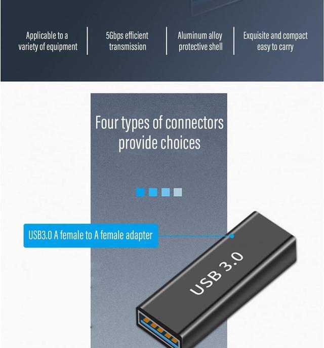 Alt view image 4 of 5 - 3kinds of USB 3.0 apters kit USB 3.0 Female to Female and Male to Male and Female to Male high Speed Convert Extension Coupler Connector converte Black