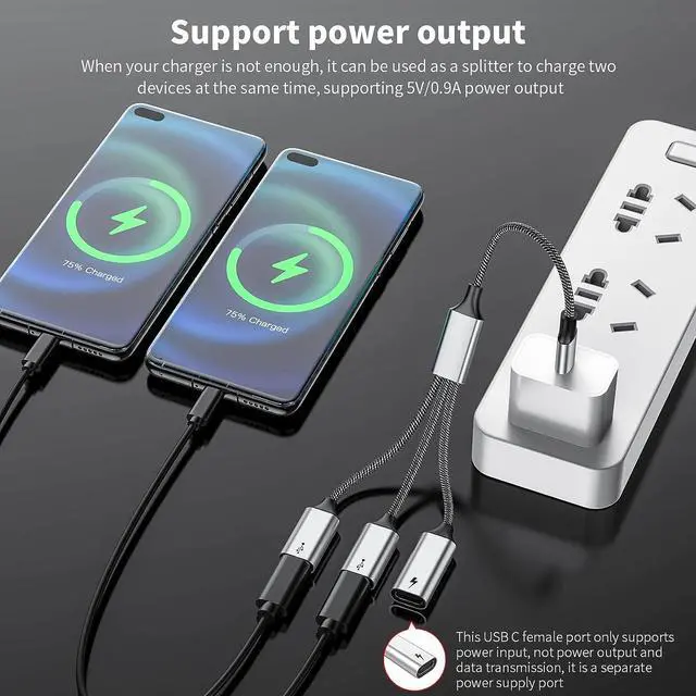 Alt view image 3 of 6 - USB C to USB C Female Adapter USB Splitter Y Cable,USB C Male to 3 USB-C Female Cord Converter,3 USB C Port Hub Charger Power Split Adapter for Mac,Xbox One Series X/S,PS4,PS5,Laptop