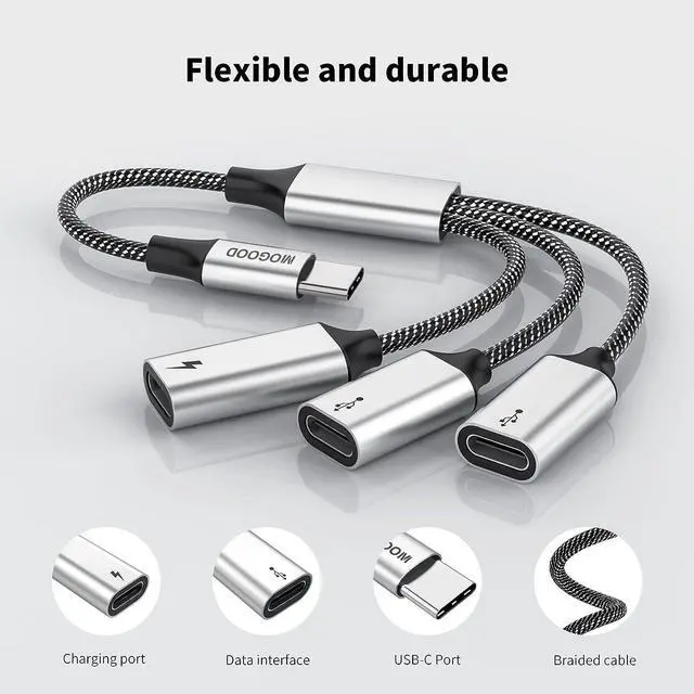 Alt view image 5 of 6 - USB C to USB C Female Adapter USB Splitter Y Cable,USB C Male to 3 USB-C Female Cord Converter,3 USB C Port Hub Charger Power Split Adapter for Mac,Xbox One Series X/S,PS4,PS5,Laptop