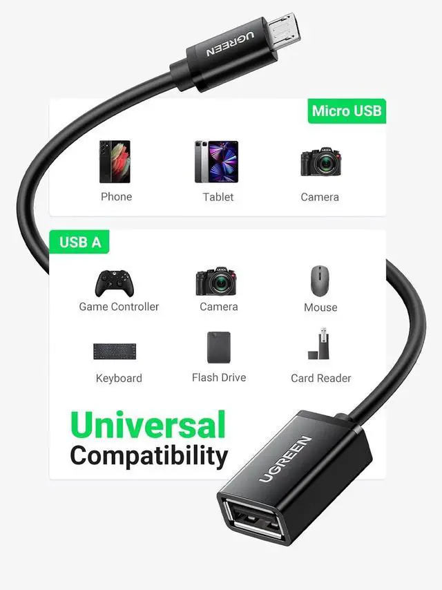 Alt view image 5 of 7 - 2 Pack On The Go Adapter Micro USB to USB OTG Cable for  S7 S6 Edge S4 S3 LG G4  Spark Mavic Remote Controller Android Tablets Black