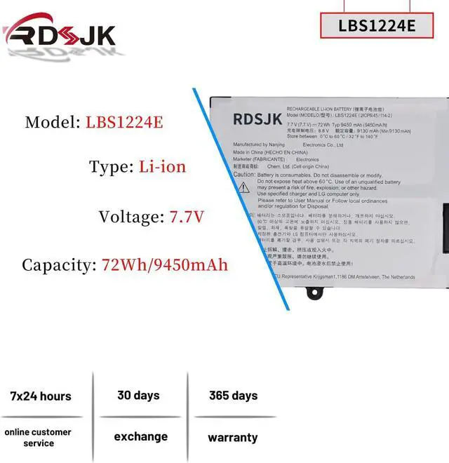 Alt view image 2 of 7 - LBS1224E LBR1223E Laptop Battery for LG Gram 13Z980 13Z990 13Z980-G 13Z980-U 13Z980-A 13Z990 14Z990 14T90N 15Z980 15Z990 17Z990 Gram 2018 13Z980 14Z980 14Z980-U 14Z980-G 15Z980 15Z980-G 7.7V 72Wh