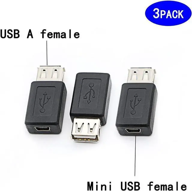 Alt view image 2 of 5 - 3 Pack USB 2.0 A Female to USB B Mini 5 Pin Female Adapter Converter
