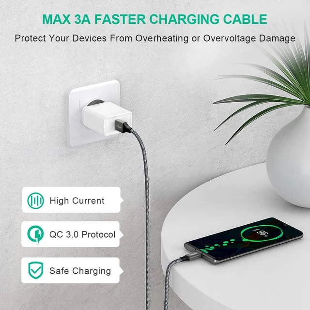 Alt view image 3 of 7 - USB to USB C Cable 3ft 2-Pack USB A to USB C Charger Cord Type C