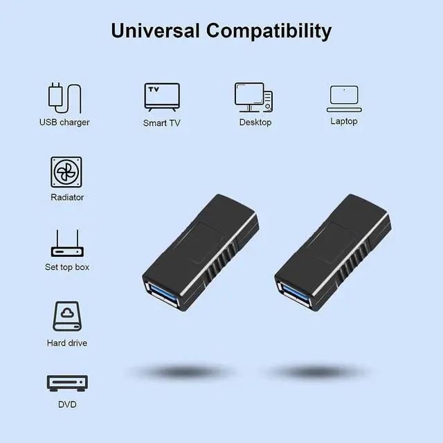 Alt view image 3 of 6 - SuperSpeed USB 3.0 Coupler Adapter Type A Female to Female Bridge Extension Connector by (2PCS)