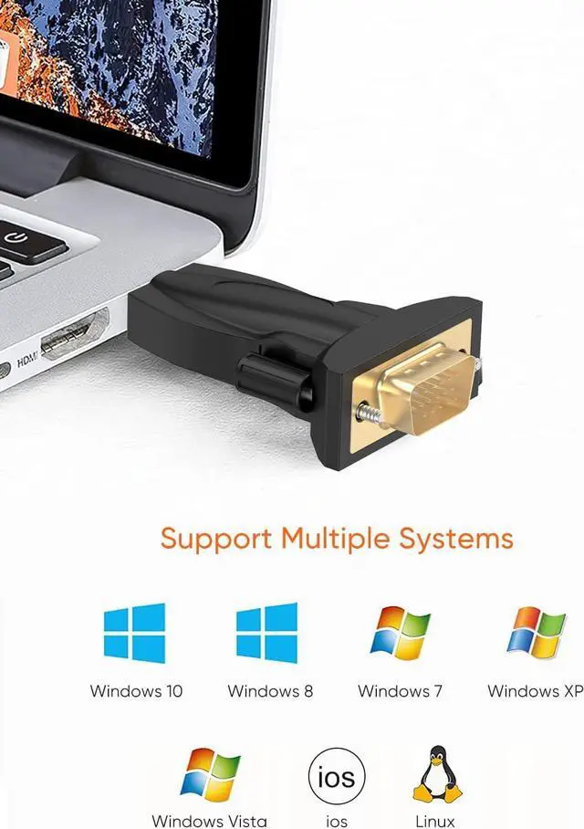 Alt view image 2 of 7 - CableCreation USB to RS232 Male Adapter with PL2303 Chipset, USB to DB9 Serial Converter for Windows 11, 10, 8.1, 8, 7, Linux and Mac OS,Black