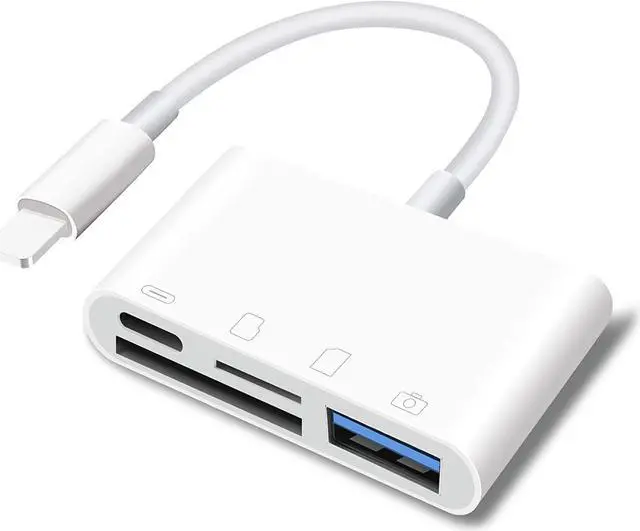 Main image of SD Card Reader for iPhone,USB Camera Adapter 4 in 1 USB Female OTG Adapter for SD/TF Card, Memory Card Reader USB Adapter for iPhone with Charging Port,Plug and Play