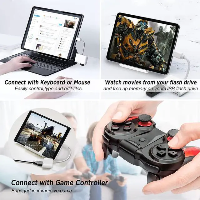 Alt view image 6 of 7 - SD Card Reader for iPhone,USB Camera Adapter 4 in 1 USB Female OTG Adapter for SD/TF Card, Memory Card Reader USB Adapter for iPhone with Charging Port,Plug and Play
