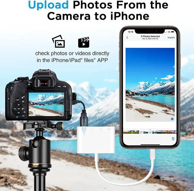 Alt view image 7 of 7 - SD Card Reader for iPhone,USB Camera Adapter 4 in 1 USB Female OTG Adapter for SD/TF Card, Memory Card Reader USB Adapter for iPhone with Charging Port,Plug and Play