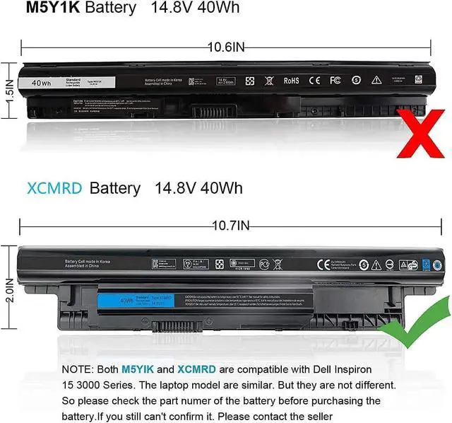 Alt view image 4 of 7 - 40Wh XCMRD 14.8V Battery for Dell Inspiron 15 3000 Series 3542 3543 3521 3537 3531 3541 17R 5721 5737 17-3737 3721 15R 5537 5521 14 3421 3437 14R 5421 5437 Latitude 3440 3540 P28F P40F FW1MN 4WY7C