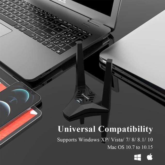 Alt view image 7 of 7 - WAVLINK USB3.0 WiFi Adapter, AC1300Mbps Wireless Network Adapter for Desktop PC, Dual Band 5GHz+2.4GHz WLAN with High Gain 2X 3dBi Antennas for Windows XP/Vista/7/8/8.1/10/11 MacOS 10.7-10.15