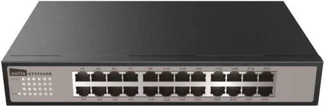 Alt view image 3 of 6 - Netis 24 Port Unmanaged Gigabit Switch, Desktop Ethernet Splitter, Ethernet Hub, Plug and Play, Fanless Quite, Traffic Optimization, Sturdy Metal, Rack mountable with Included mounting Bracket