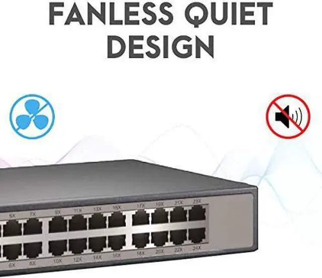 Alt view image 5 of 6 - Netis 24 Port Unmanaged Gigabit Switch, Desktop Ethernet Splitter, Ethernet Hub, Plug and Play, Fanless Quite, Traffic Optimization, Sturdy Metal, Rack mountable with Included mounting Bracket