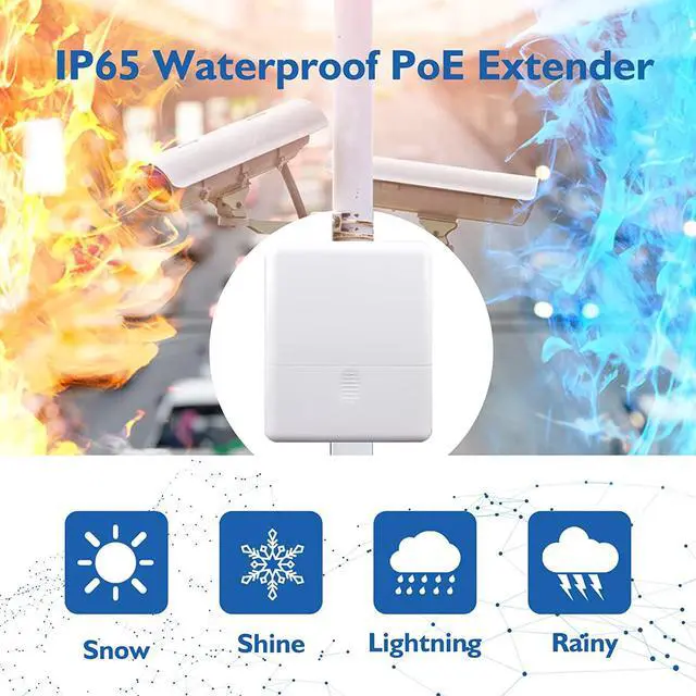 Alt view image 5 of 7 - Gigabit 4-Port PoE Switch/Extender Outdoor IP65 Waterproof PoE Passthrough/PoE Amplifier/PoE Booster,60W 48V 10/100/1000Mbps. IEEE 802.3af/at/bt Compliant,by ThePoEstore