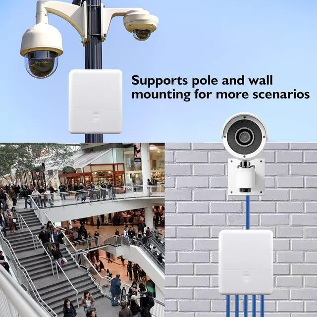 Alt view image 2 of 7 - Gigabit 4-Port PoE Switch/Extender Outdoor IP65 Waterproof PoE Passthrough/PoE Amplifier/PoE Booster,60W 48V 10/100/1000Mbps. IEEE 802.3af/at/bt Compliant,by ThePoEstore