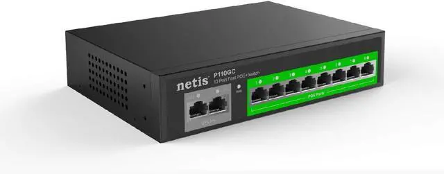 Alt view image 2 of 4 - Netis PE110GC 8 2 Combo-Port All Gigabit PoE Switch (8 PoE Port) 802.3af/ 802.3at, 120w