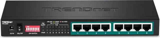 Alt view image 5 of 7 - TRENDnet 8-Port Gigabit Long Range Poe+ Switch, TPE-LG80, 65W Poe Budget, Ethernet/Network Switch, Long-Range Poe+ Extends Range Up to 200M (656 ft.), 16 Gbps Switching Capacity, Lifetime Protection