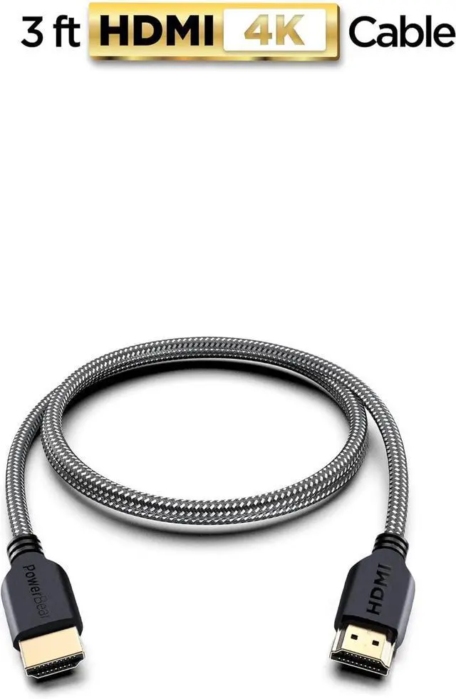 Alt view image 2 of 7 - 4K HDMI Cable 3 ft [2 Pack] High Speed Braided Nylon & Gold Connectors 4K @ 60Hz Ultra HD 2K 1080P ARC & CL3 Rated | for Laptop Monitor PS5 PS4 Xbox One Fire TV Apple TV & More